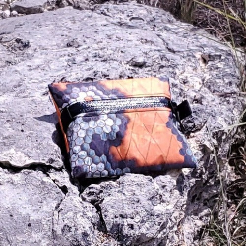 Ultralight Backpacking Trail Wallet - Orange Hexcam Xpac